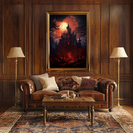 Haunted Castle Under Blood Moon Poster PosterGoat