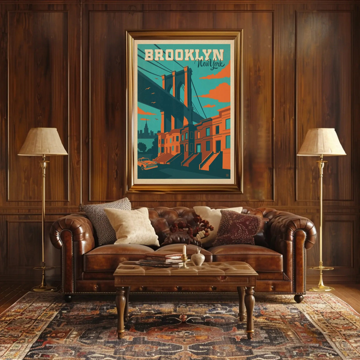Brooklyn Bridge New York City Poster Vintage Wall Art