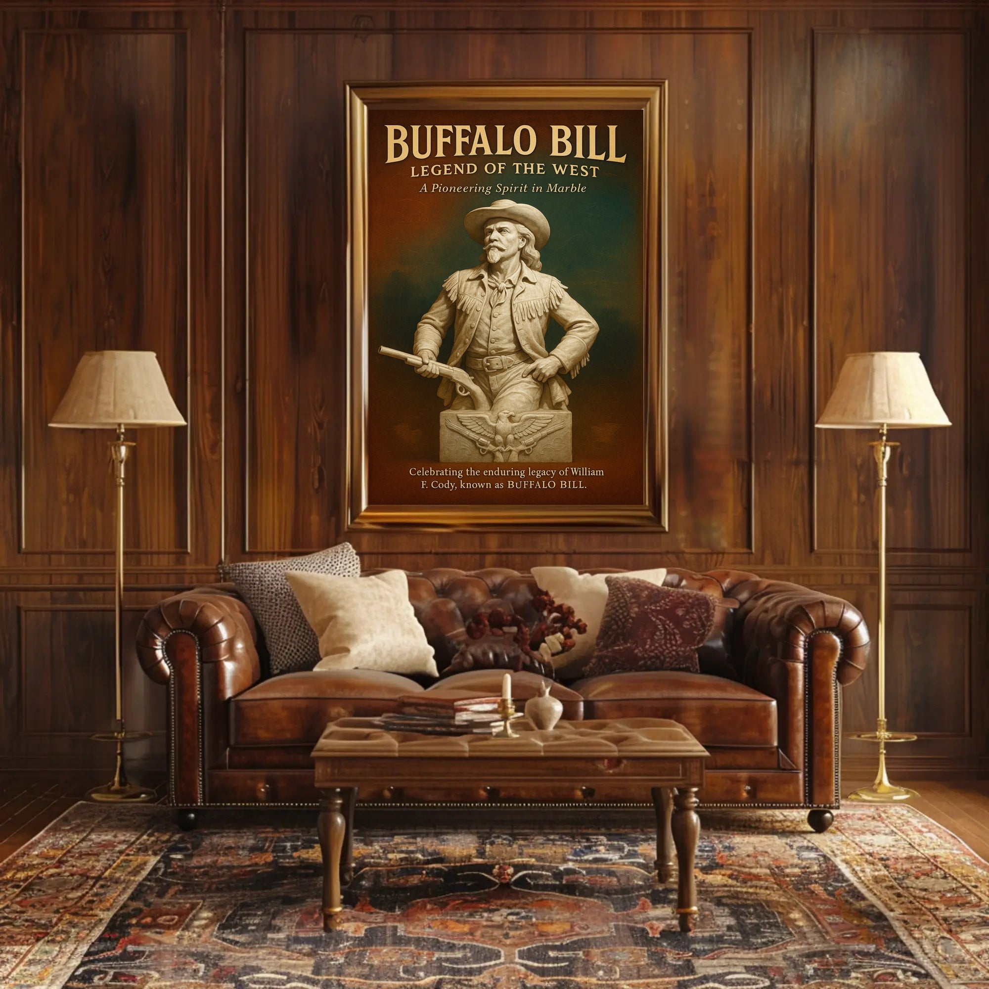Buffalo Bill Marble Statue Poster Vintage Wall Art