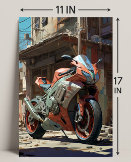 Urban Motorcycle Art Poster PosterGoat