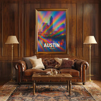Austin Cityscape Psychedelic Pop Art Urban Poster