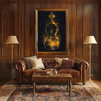 City Symphony Violin Skyline Art Deco Poster