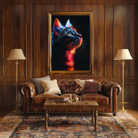 Neon Cat Portrait Poster