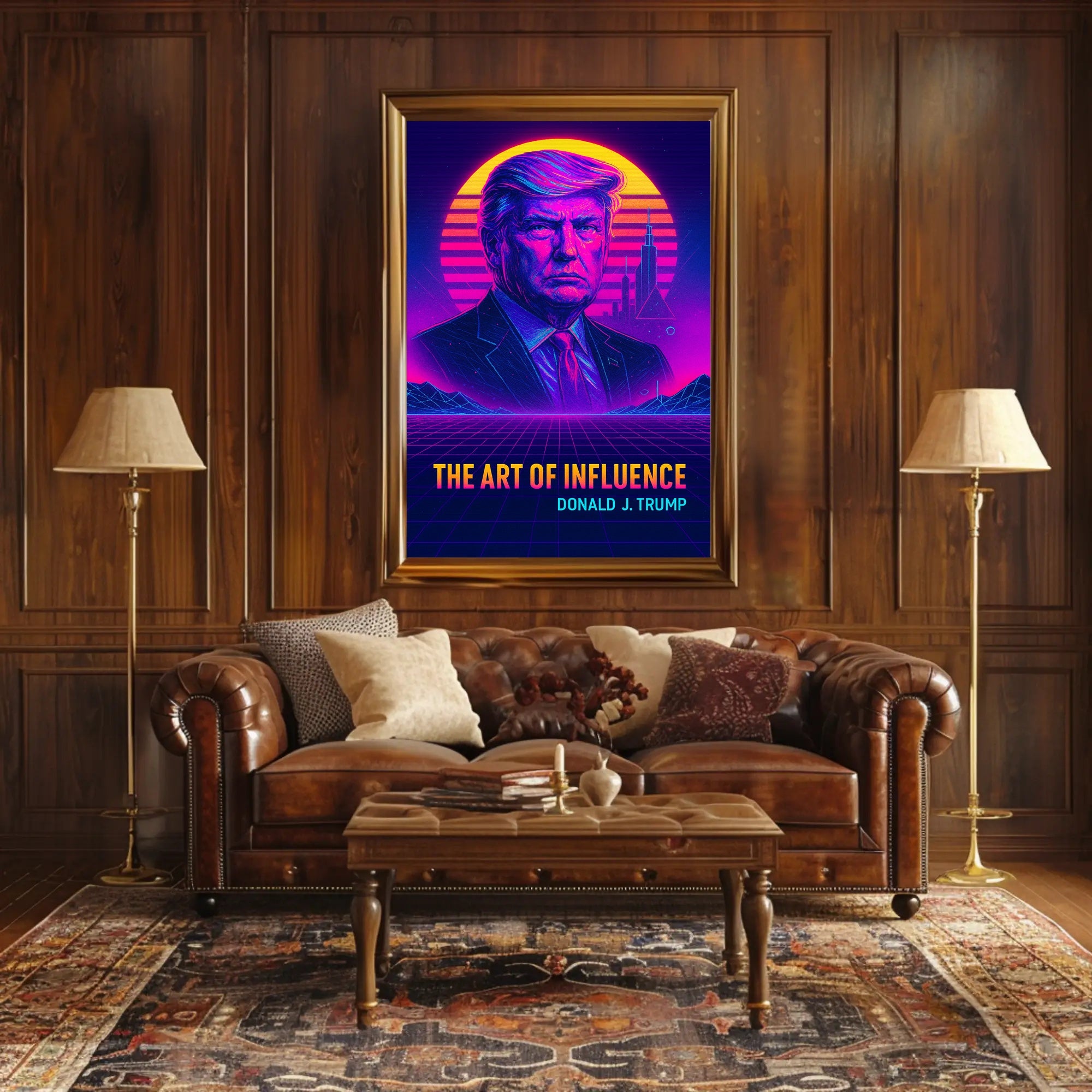 The Art of Influence Donald Trump Neon Retro-Futuristic Poster