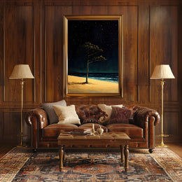 Solitary Tree Poster Starry Night Minimalist Beach