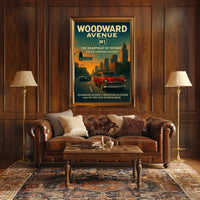 Woodward Avenue Detroit Vintage Cultural Heritage Poster