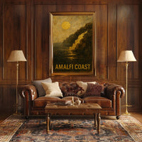 Amalfi Coast Poster Wall Art Coastal Sunset Scene Print