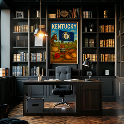 Kentucky Bourbon Violin Horse Farm Hat Food Travel Poster