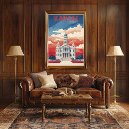 Kansas State Capitol Patriotic Vintage Travel Poster