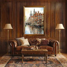 Amsterdam Canal Scene Classic Dutch Architecture Travel Poster