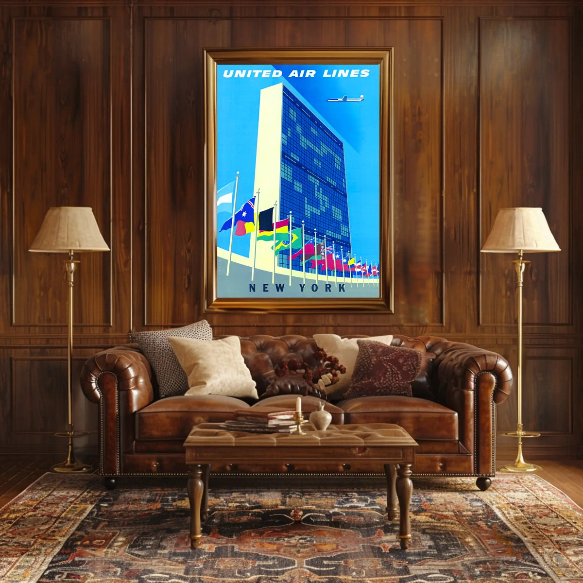 New York Travel Poster Vintage UN Building Wall Art
