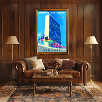 New York Travel Poster Vintage UN Building Wall Art