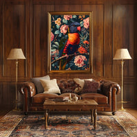 Vibrant Parrot Floral Paradise Poster Print