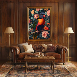 Vibrant Parrot Floral Paradise Poster Print