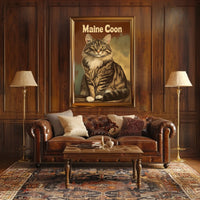 Maine Coon Cat Studio Portrait Realistic Photography Poster