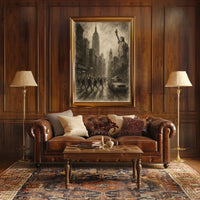 New York City Poster Vintage Urban Sketch Wall Art