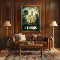 Illinois Skyline Reflection Poster