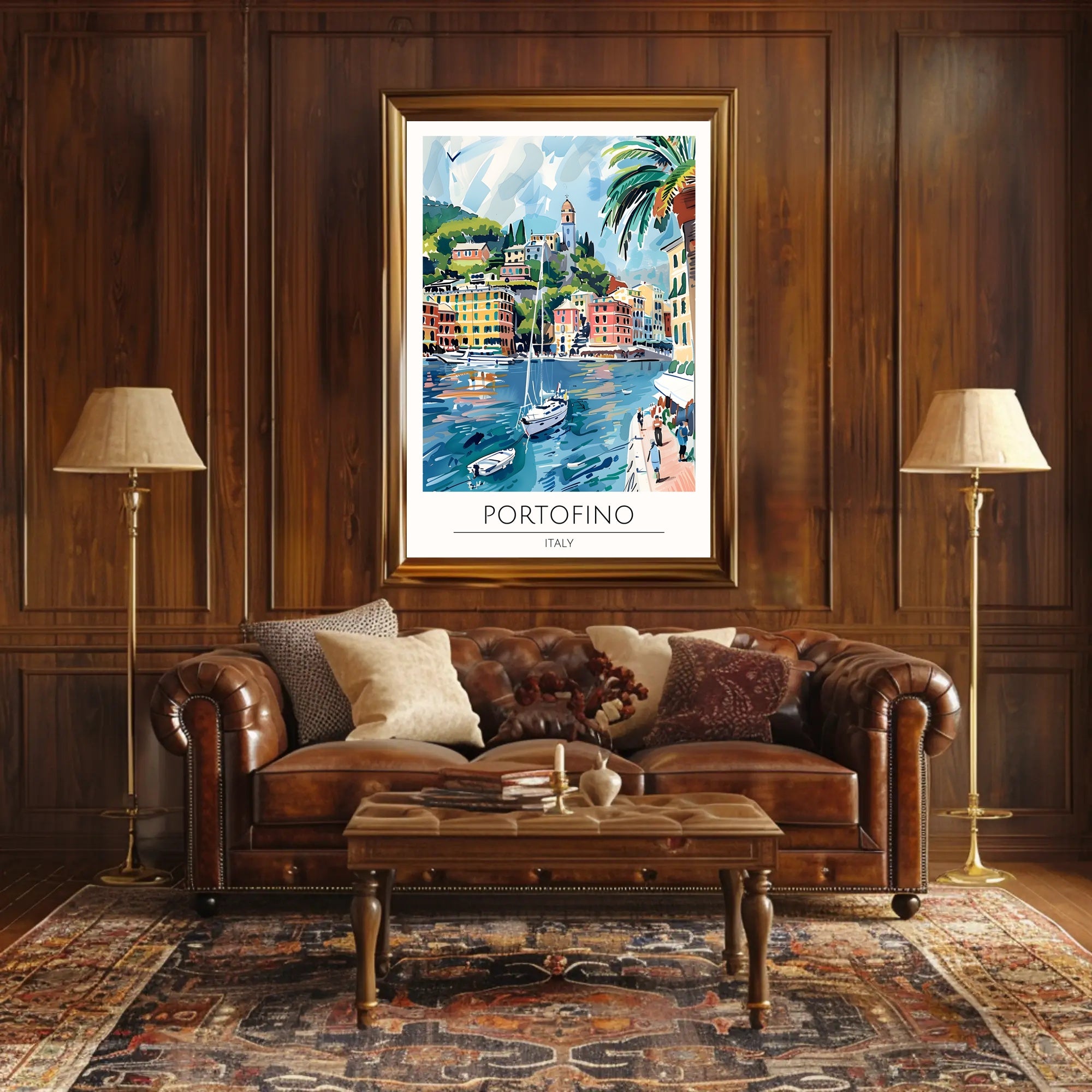 Portofino Harbor Poster PosterGoat
