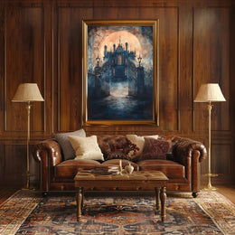 Haunting Gothic Mansion Moonlit Fantasy or Mythology Poster