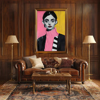 Vibrant Portrait Poster Modern Pink And Yellow Print
