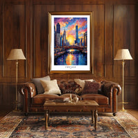 Chicago Skyline At Sunset Poster
