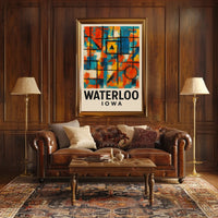 Waterloo Iowa Modern Abstract Art Poster Print