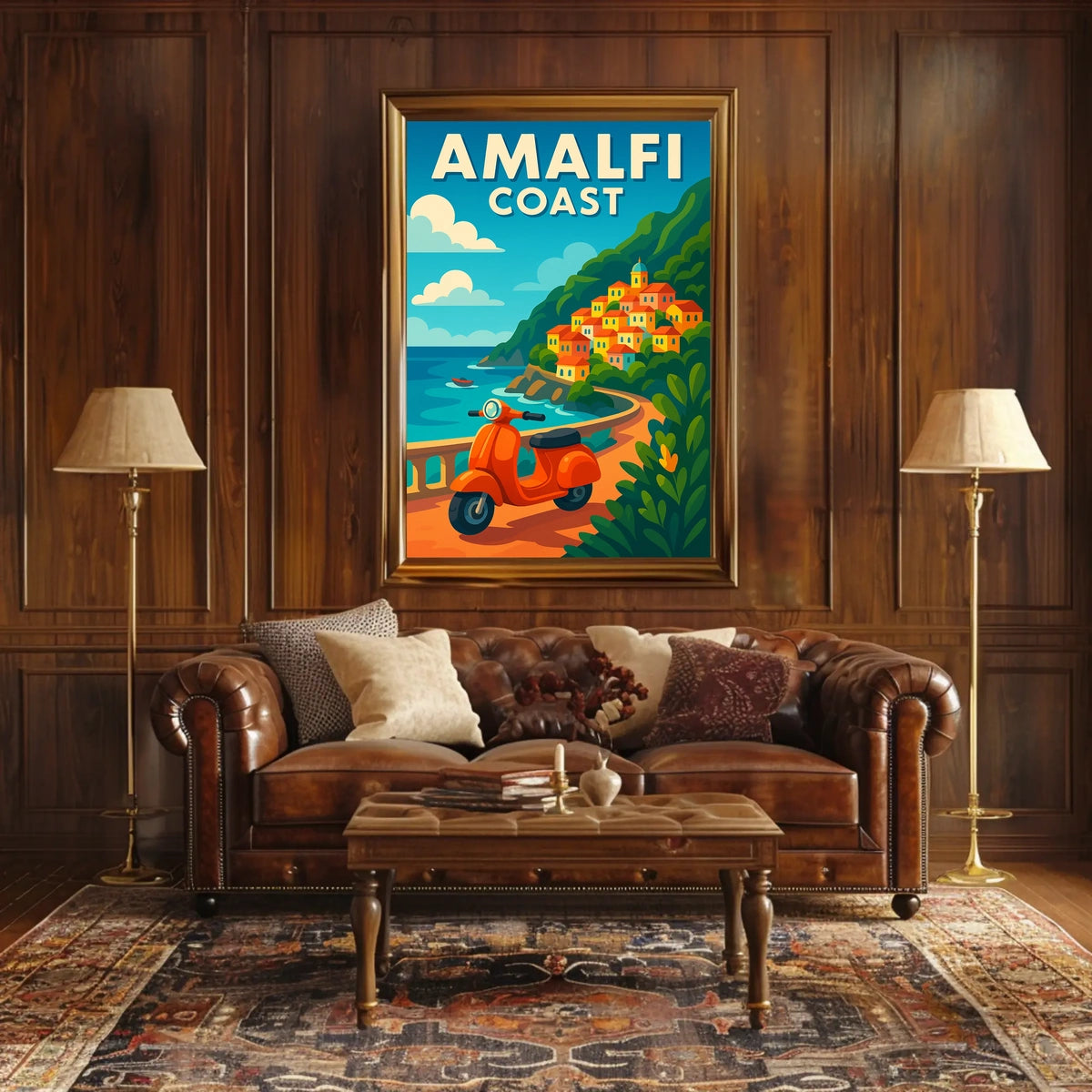 Amalfi Coast Adventure Poster Wall Art Coastal Decor 18x24