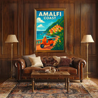 Amalfi Coast Adventure Poster Wall Art Coastal Decor 18x24