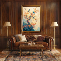 Serene Birds on Blossoming Tree Art Poster PosterGoat