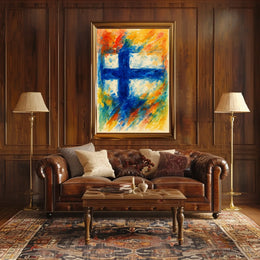 Abstract Finnish Flag Abstract Poster