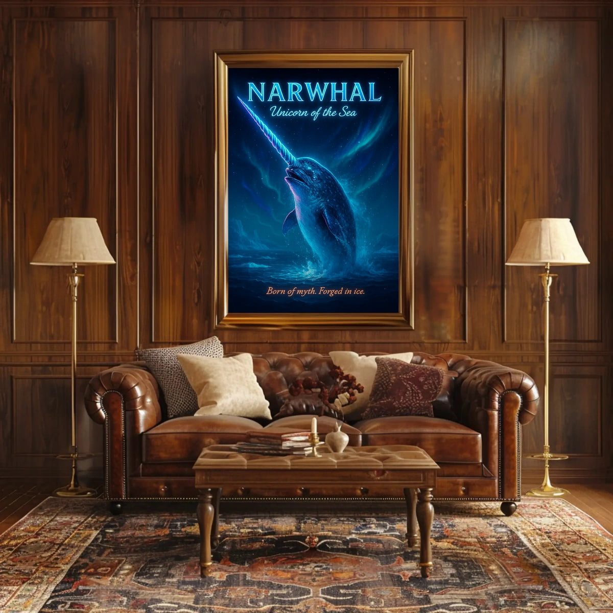 Majestic Narwhal Mystical Dramatic Ethereal Poster