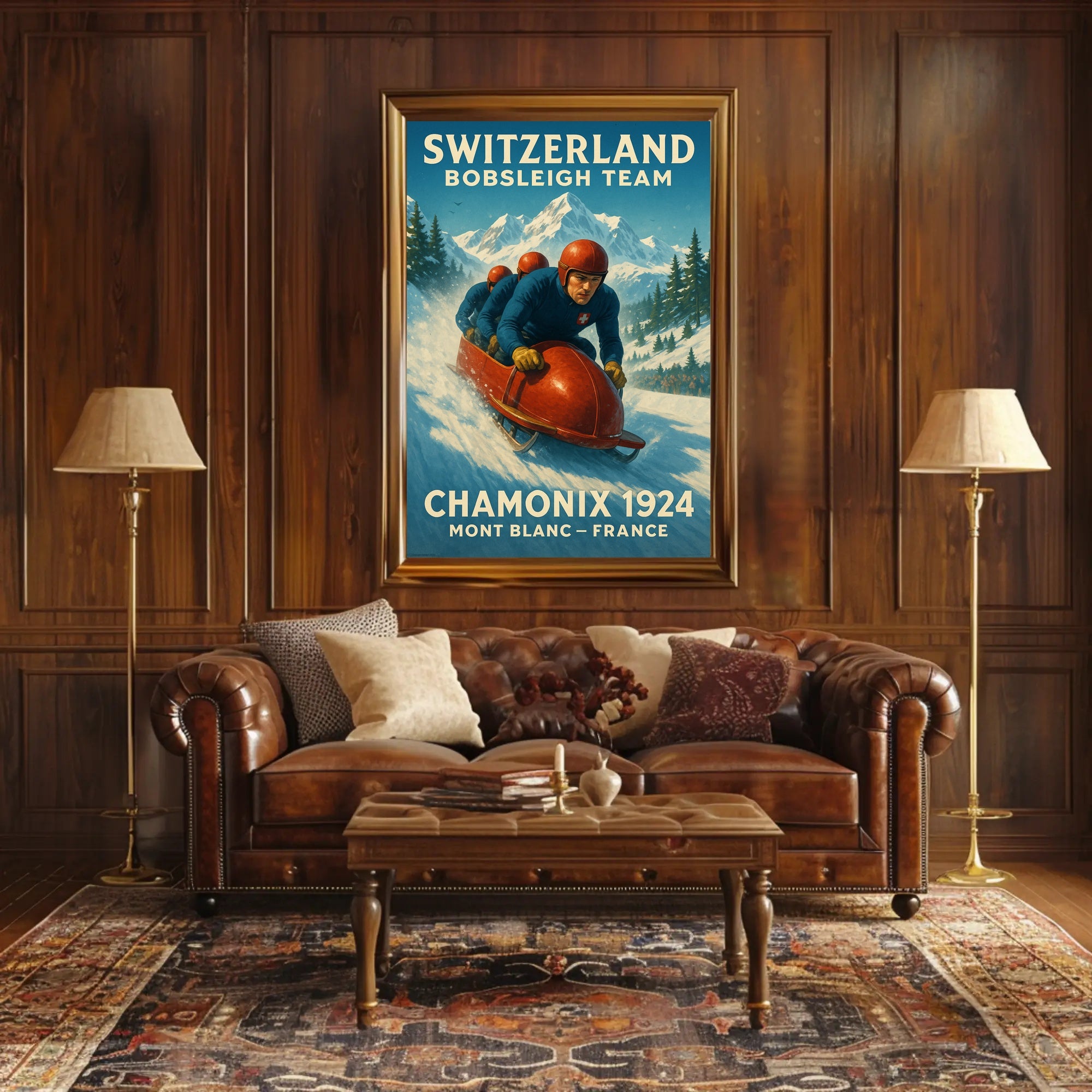 Switzerland Bobsleigh Team Chamonix 1924 Poster