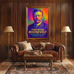 Theodore Roosevelt 26th President of the United States Neon Gradient Overlay Poster
