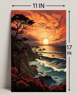 Sunset Over The Ocean Poster