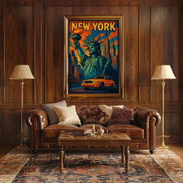 New York Vibes Poster Cityscape Wall Art Print 18x24