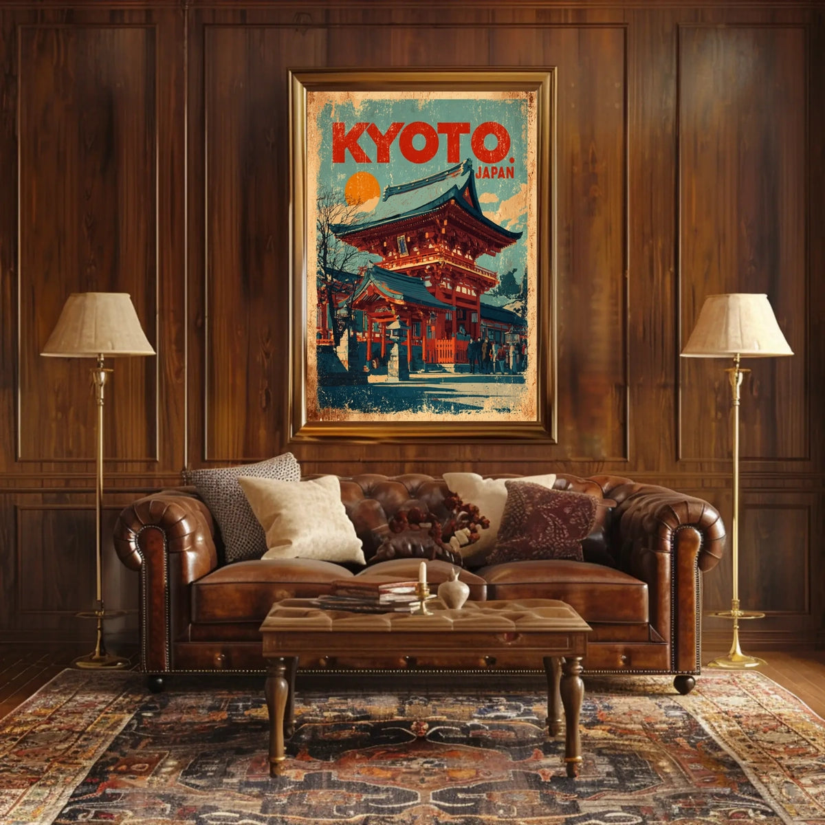 Kyoto, Japan Vintage Travel Poster