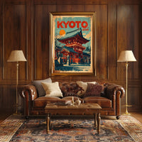 Kyoto, Japan Vintage Travel Poster