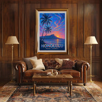 Honolulu Sunset Oahu, Hawaii Poster