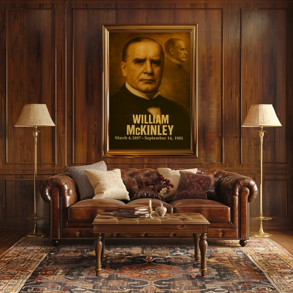 William McKinley Poster Vintage Presidential Portrait Print Analog Film Aesthetic Wall Art Historical USA