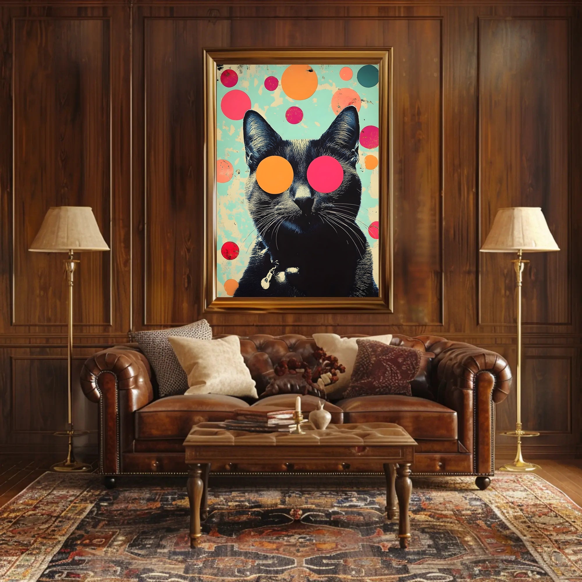 Psychedelic Cat Poster Abstract Wall Art Print