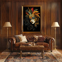 Masquerade Mystery Surrealism Vibrant Feathers Poster