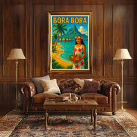 Tropical Vintage Bora Bora Travel Poster PosterGoat