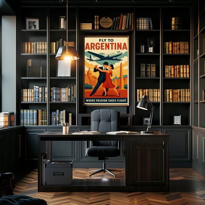 Fly To Argentina Dance And Skyline Travel Poster