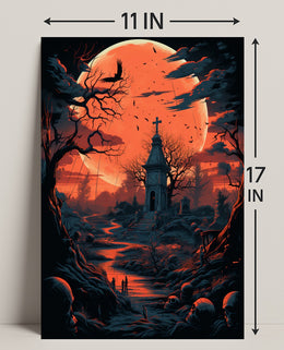 Haunted Moonlit Cemetery Poster