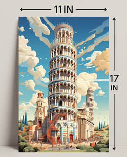 The Leaning Tower Of Pisa Artistic Poster PosterGoat