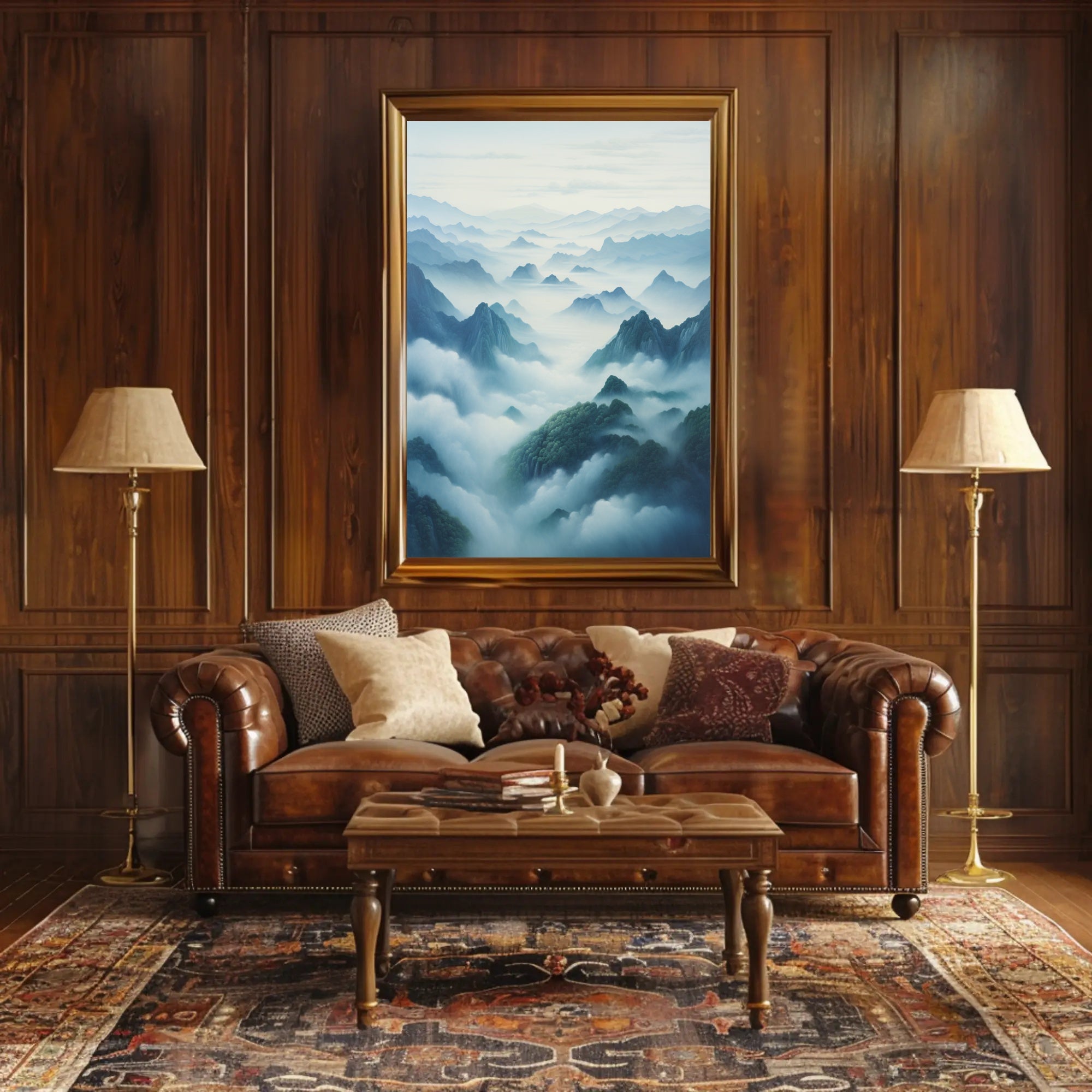 Serene Mountain Landscape Artwork with Tranquil Nature Poster