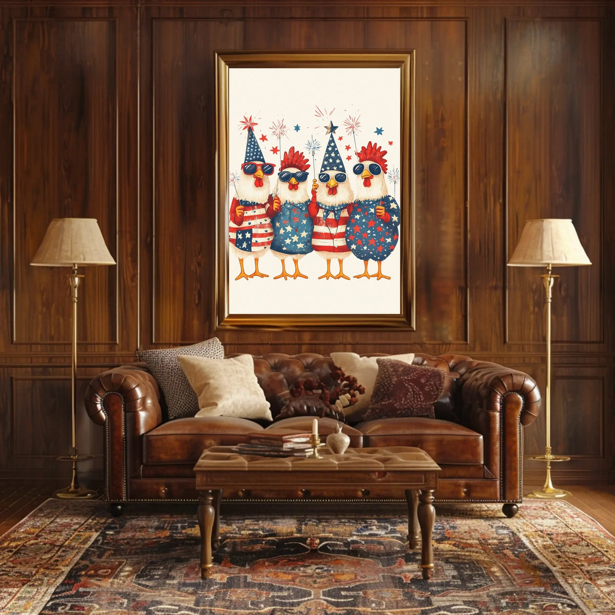 patriotic chickens standing side by side Poster