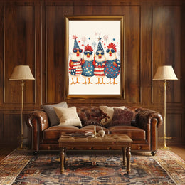 patriotic chickens standing side by side Poster