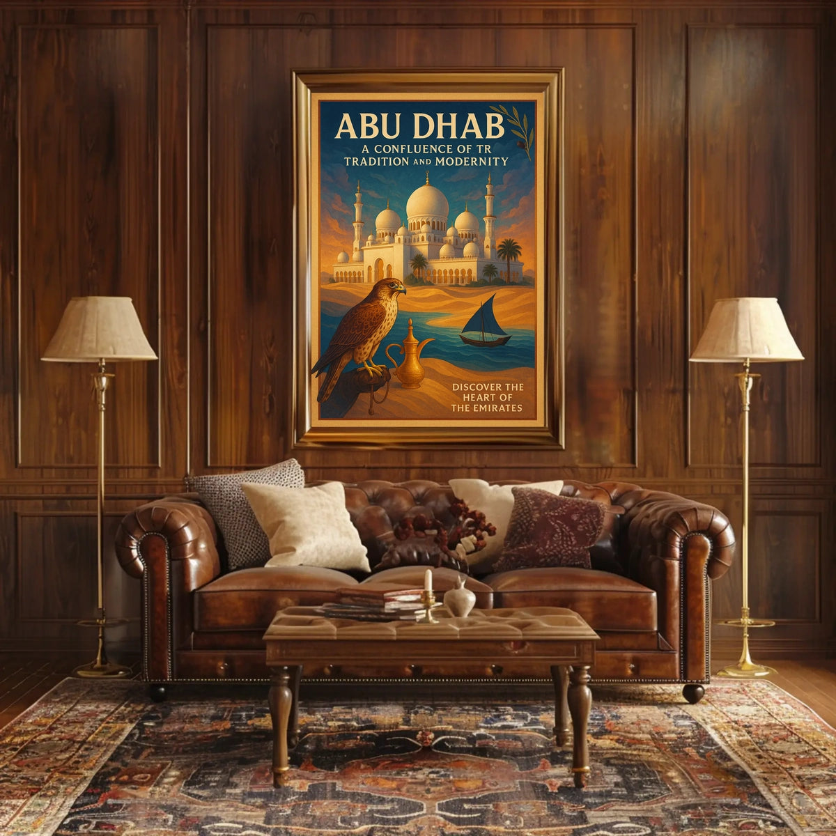 Abu Dhabi Vintage Travel Poster Celebrating Heritage and Modernity