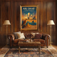 Abu Dhabi Vintage Travel Poster Celebrating Heritage and Modernity